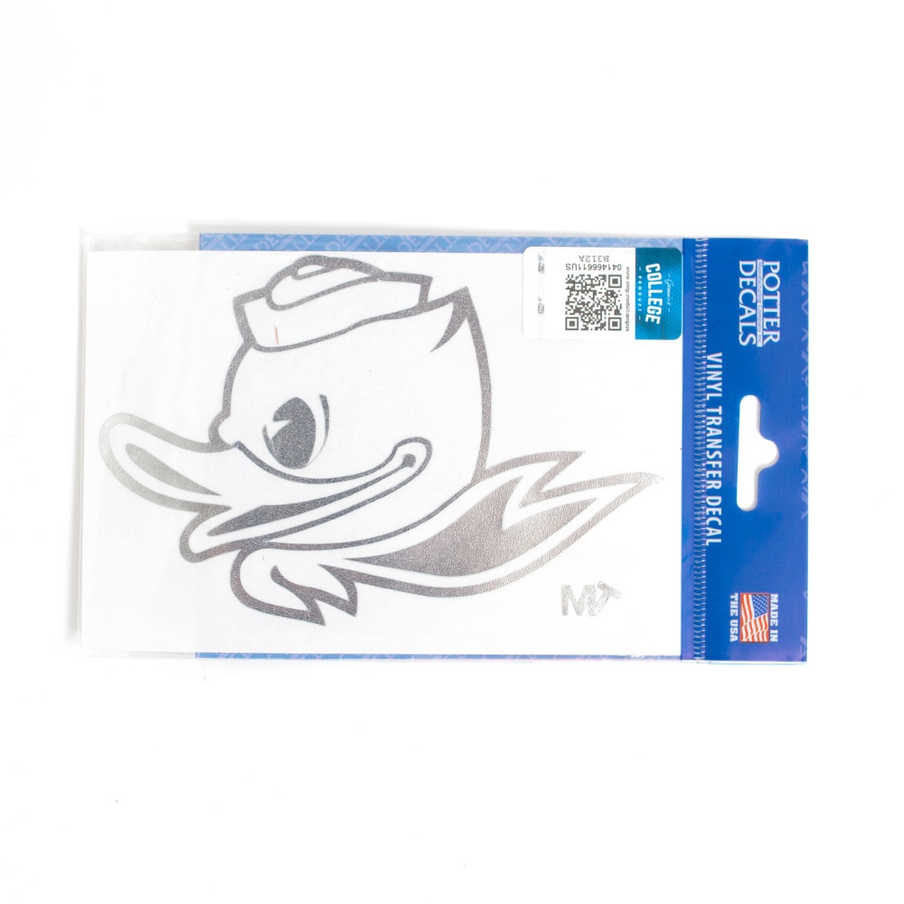 Fighting Duck, 1-Color, 4", Decal, Vinyl Transfer, Silver